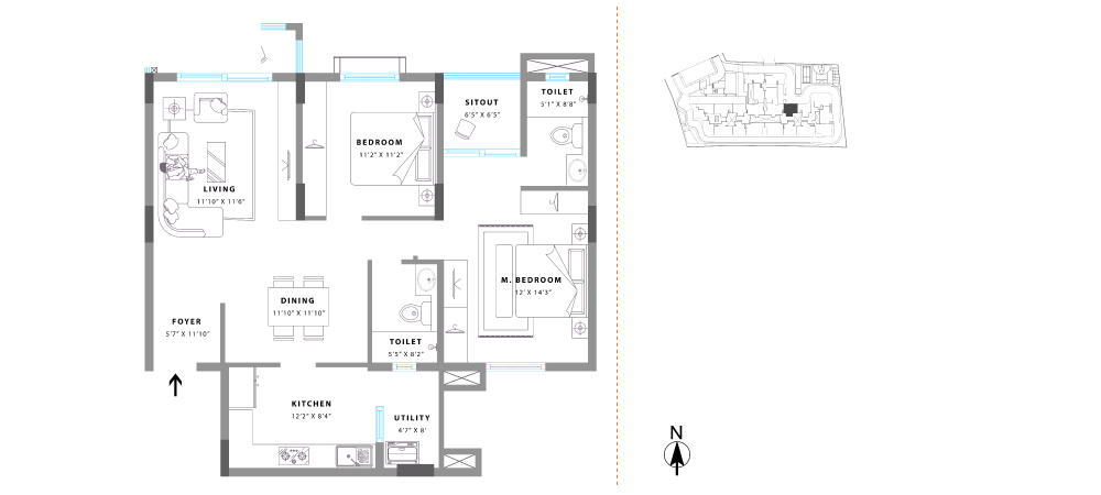 Unit No. 10 Super Built Up Area: 1289 sq. ft. RERA Carpet Area: 924 sq. ft. Balcony Area: 118 sq. ft.