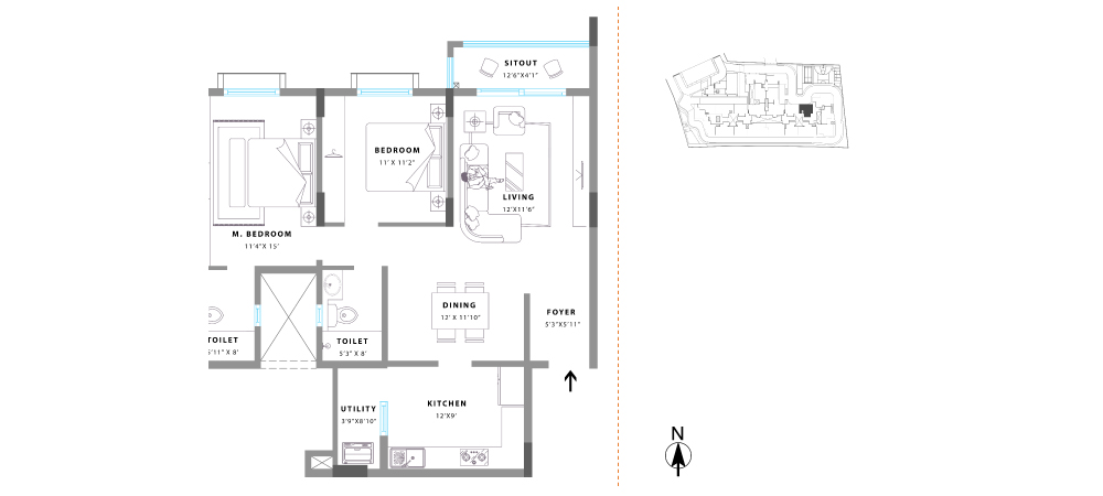 Unit No. 09 Super Built Up Area: 1235 sq. ft. RERA Carpet Area: 903 sq. ft. Balcony Area: 77 sq. ft.