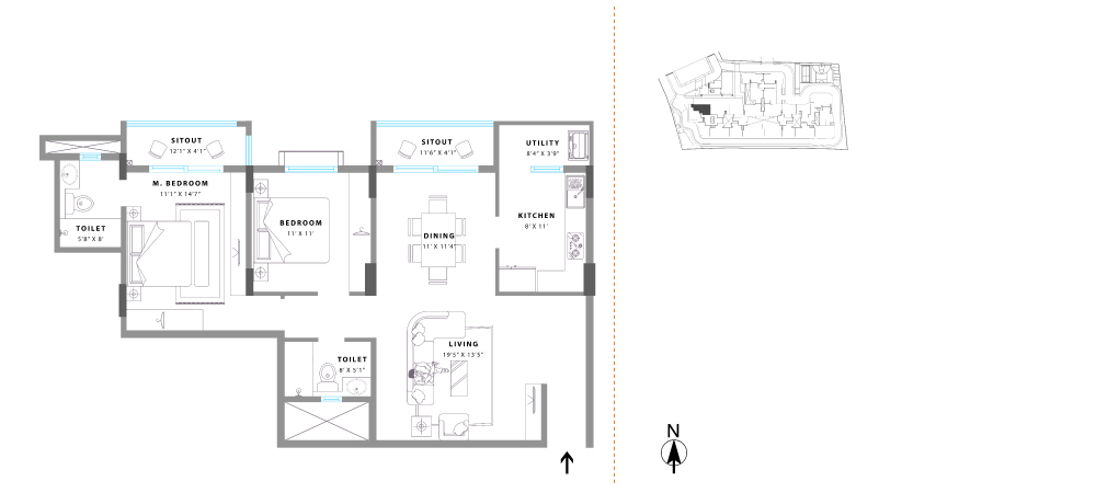 Unit No. 22 Super Built Up Area: 1310 sq. ft. RERA Carpet Area: 940 sq. ft. Balcony Area: 122 sq. ft.